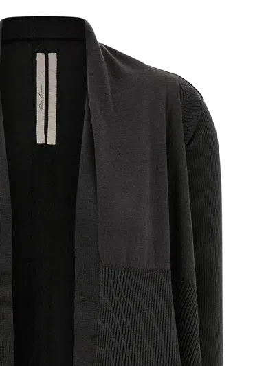 Rick Owens Asymmetric Wrap Cardigan In Black