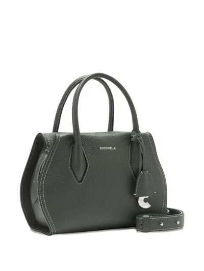 Coccinelle Top Handle Logo Charm Tote Bag In Green