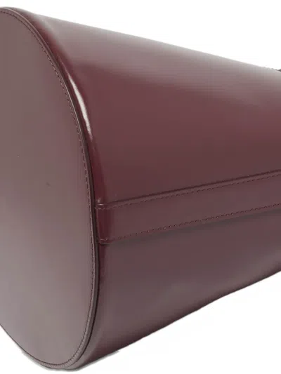 Pre-owned Celine 2020 Triomphe Maillon Leather Bucket Bag In Red