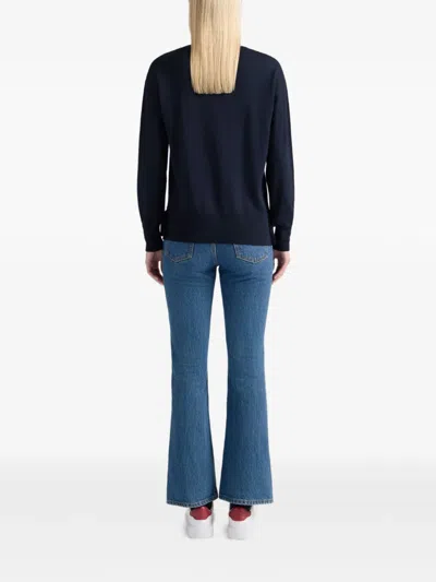 Bally Crew-neck Knitted Sweater In Blue