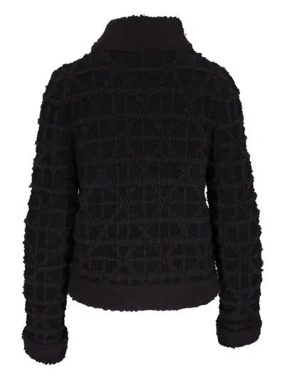 D Exterior Bouclé Zip-up Jacket In Black
