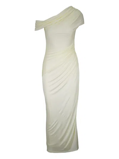 露肩超长连衣裙