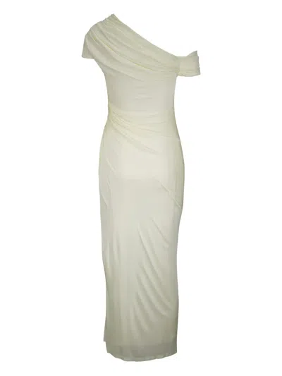 露肩超长连衣裙