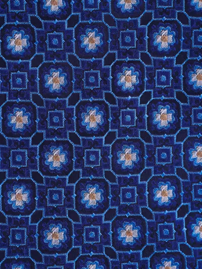 Eton Floral-pattern Tie In Blue