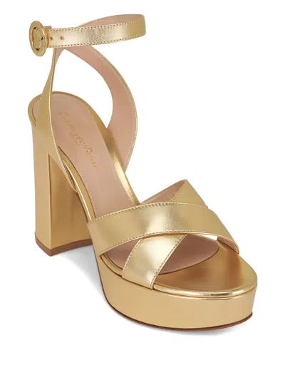 Gianvito Rossi Cross-over Platform Sandals In Gold