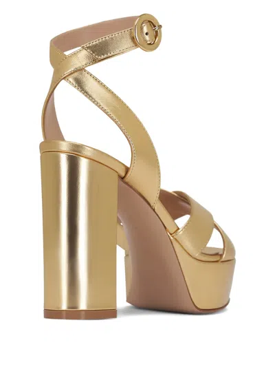 Gianvito Rossi Cross-over Platform Sandals In Gold