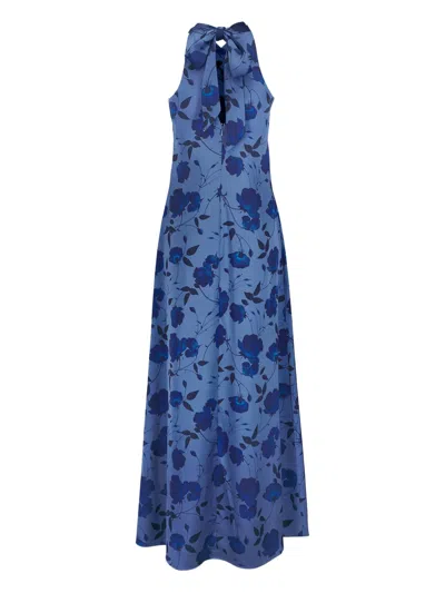 Sachin & Babi Floral-pattern Halterneck Maxi Dress In Blue