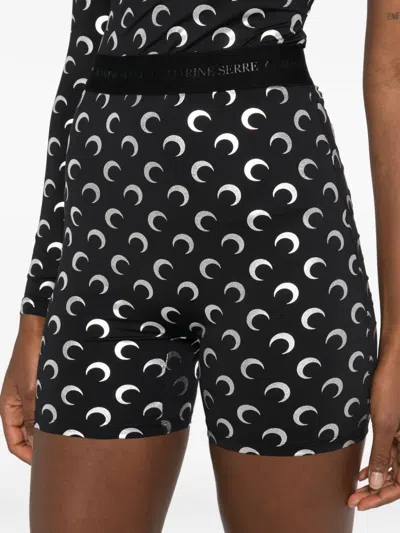 Marine Serre Moon -printed Shorts In Black