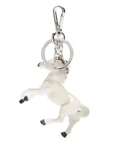 Stella Mccartney Horse Pendant Keyring In Neutral