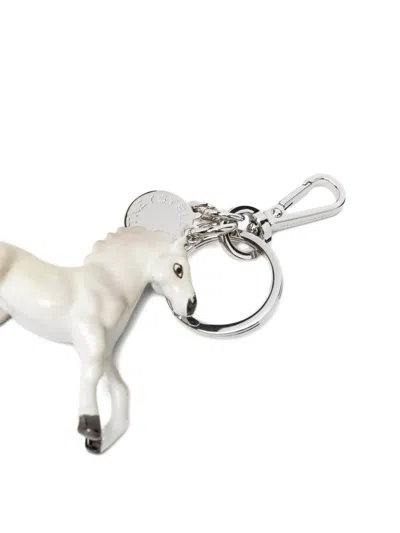 Stella Mccartney Horse Pendant Keyring In Neutral
