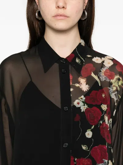 Khaite Gloria Long Sleeve Silk Chiffon Shirtdress In Black