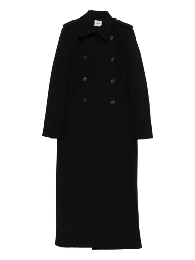 Khaite Button-fastening Double-breasted Coat In Black
