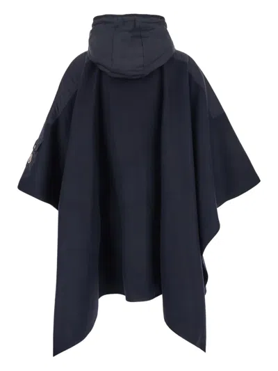 Moncler Front-pocket Hooded Cape In Blue
