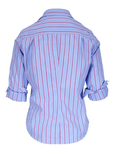 Frank & Eileen Barry Striped Cotton Blouse In Blue