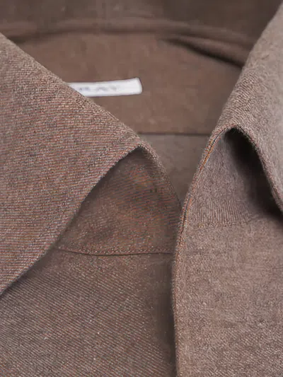 Fray Button Fastening Cotton Shirt In Brown