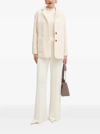 Guess Usa Cable-knit Trousers In Neutral