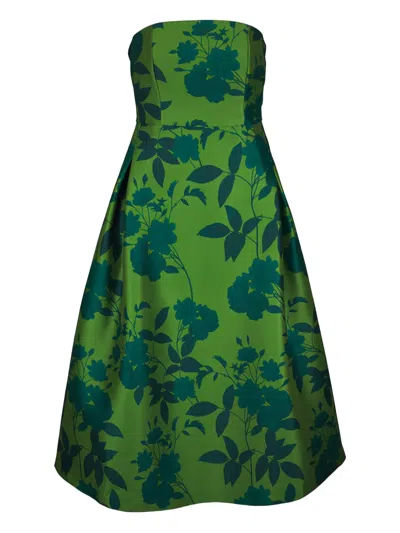 Sachin & Babi Shay Floral Strapless Midi Dress In Green