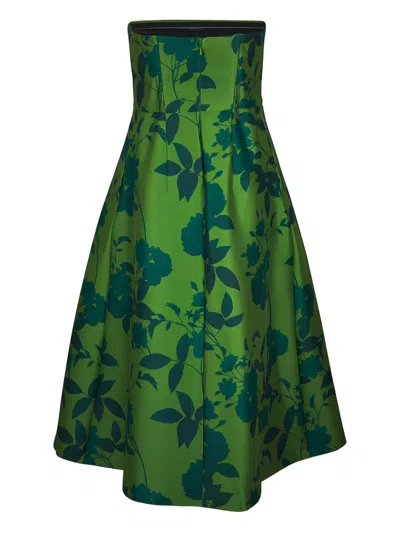 Sachin & Babi Shay Floral Strapless Midi Dress In Green