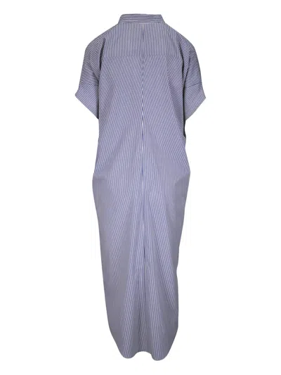 条纹图案中长连衣裙