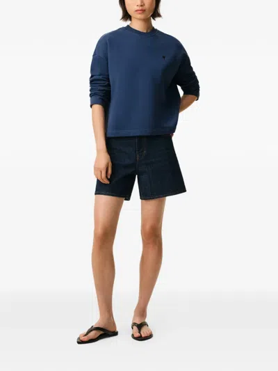 Ami Alexandre Mattiussi Ami Coeur Cropped Sweatshirt In Blue