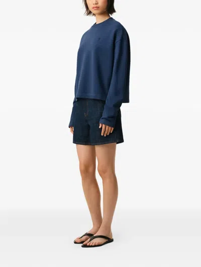 Ami Alexandre Mattiussi Ami Coeur Cropped Sweatshirt In Blue