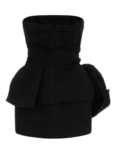 Magda Butrym Ribbed Draped Mini Dress In Black