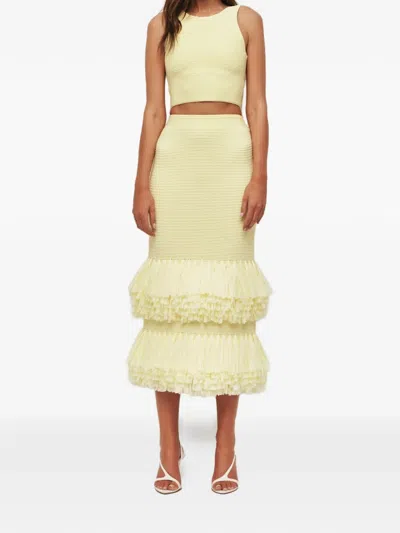 Aje Agave Raffia Midi Skirt In Yellow