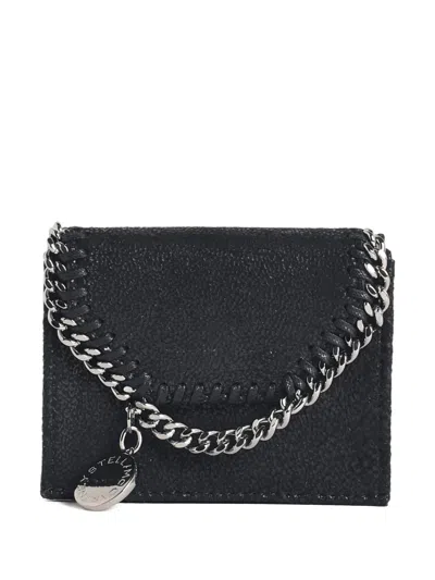 Stella Mccartney Falabella Compact Trifold Wallet Chain Detail In Black