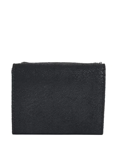Stella Mccartney Falabella Compact Trifold Wallet Chain Detail In Black