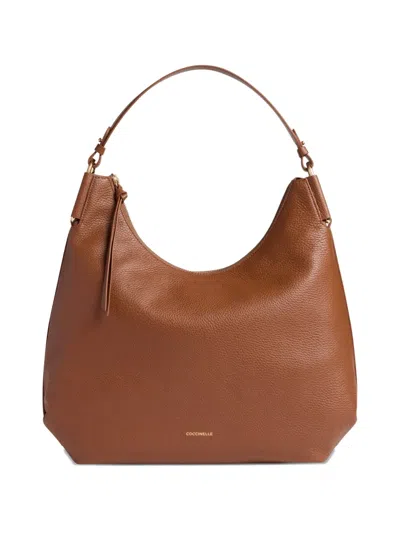 Coccinelle Rebekka Zip-up Shoulder Bag In Brown