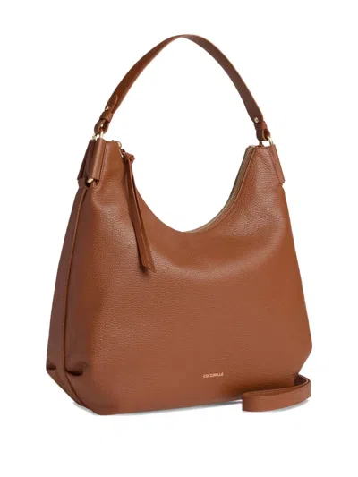 Coccinelle Rebekka Zip-up Shoulder Bag In Brown