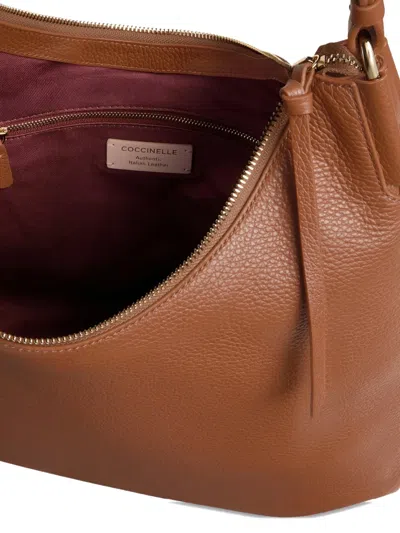 Coccinelle Rebekka Zip-up Shoulder Bag In Brown