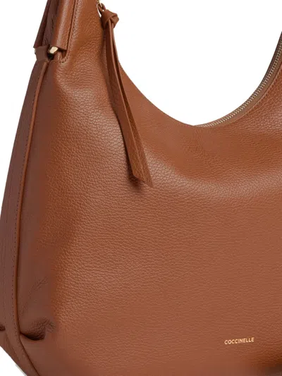 Coccinelle Rebekka Zip-up Shoulder Bag In Brown