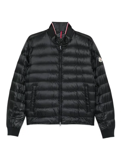 Moncler Micro Rip-stop Biker Jacket In Black