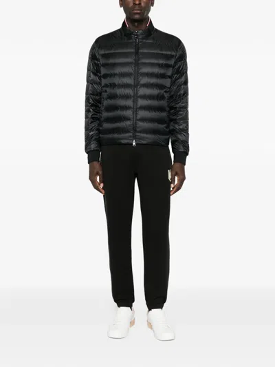 Moncler Micro Rip-stop Biker Jacket In Black