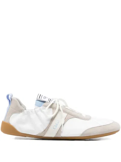 Chloé White Calf Leather Bos Taurus Athletic Sneakers In White