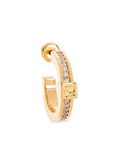 Fendi Forever Metal And Crystal Hoop Earrings Accessories In Gold