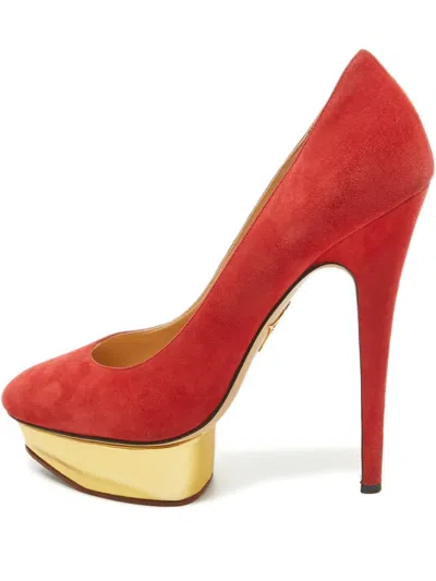Pre-owned Charlotte Olympia Dolly Platform Pumps In Red