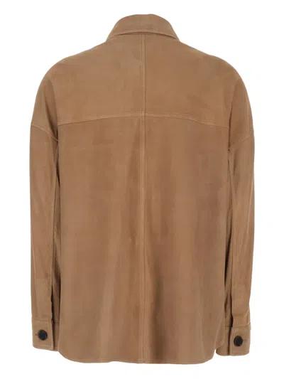 Arma Button Patch Pocket Jacket In Brown