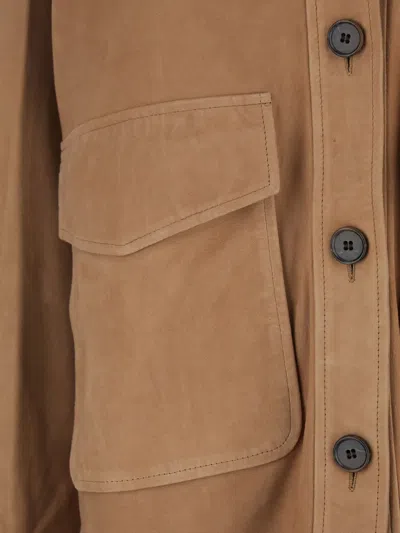 Arma Button Patch Pocket Jacket In Brown