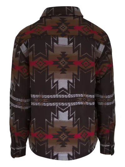 Faherty Patterned Fleece Overshirt In Brown
