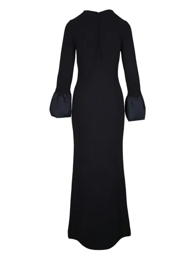 Dorothee Schumacher Jersey Midi Dress With Satin Cuffs In Black