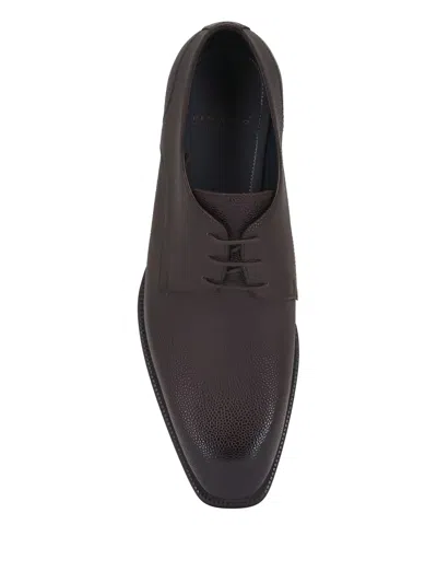 Di Bianco Cardano Grained Lace-up Derby Shoes In Brown