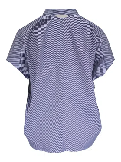 Zero + Maria Cornejo Striped-pattern Collared Blouse In Blue