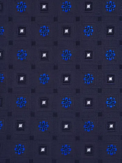 Eton Floral-pattern Tie In Blue