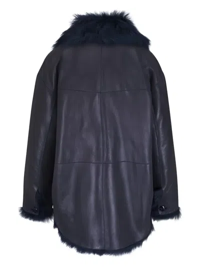 Twp Aspen Button Leather Jacket In Blue