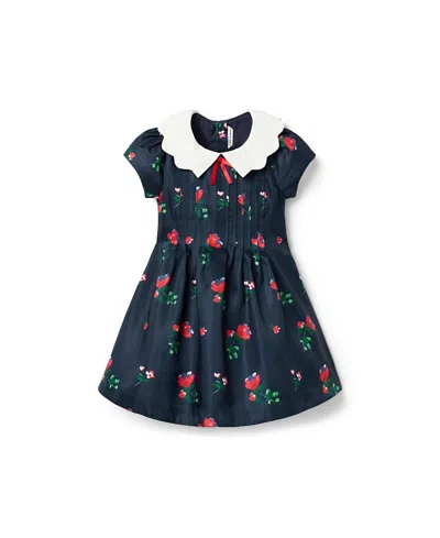 Janie And Jack Girls' The Pintuck Floral Dress - Baby, Little Kid, Big Kid In Blue