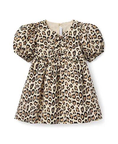 Janie And Jack Girls' The Leopard Bow Dress - Baby, Little Kid, Big Kid In Multi