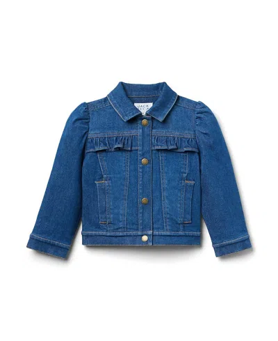 Janie And Jack Girls' Denim Puff Sleeve Jacket In Medium Wash - Baby, Little Kid, Big Kid In Blue