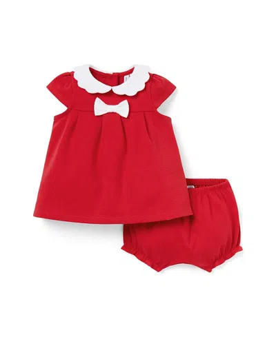 Janie And Jack Girls' Scalloped Collar Ponte Dress - Baby In Red
